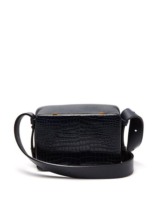 Matchesfashion.com Lutz Morris - Maya Crocodile Effect Leather Shoulder Bag - Womens - Navy