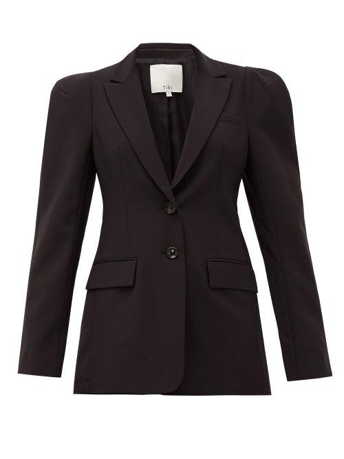Matchesfashion.com Tibi - Exaggerated-shoulder Single-breasted Blazer - Womens - Black