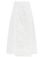 Staud - Wells High-rise Cotton-blend Poplin Skirt - Womens - White