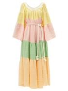 Matchesfashion.com Lisa Marie Fernandez - Square-neck Tiered Linen-blend Maxi Dress - Womens - Multi