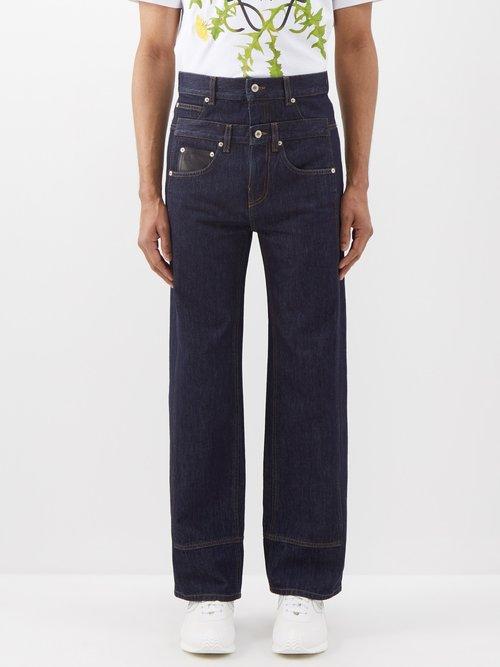 Loewe - Layered-effect Denim Jeans - Mens - Dark Blue