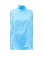 Matchesfashion.com Worme - The High Neck Silk Tank Top - Womens - Blue