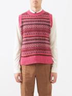 Molly Goddard - Lennon Fair Isle Wool Sweater Vest - Mens - Pink Multi