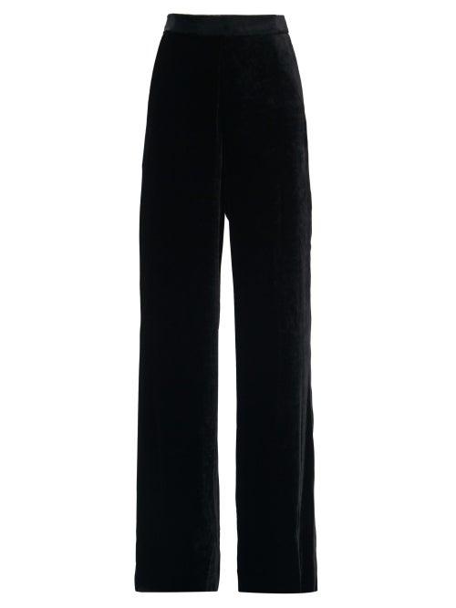 Matchesfashion.com Etro - High-rise Velvet Wide-leg Trousers - Womens - Black