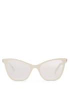 Matchesfashion.com Saint Laurent - Monogram Cat Eye Square Frame Glasses - Womens - Cream