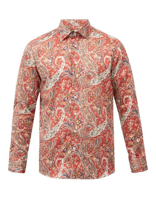 Matchesfashion.com Etro - Paisley-print Cotton-poplin Shirt - Mens - Red Multi