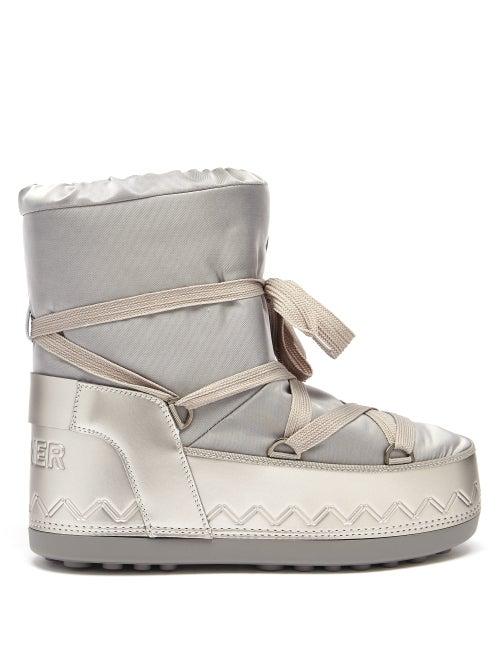 Matchesfashion.com Bogner - Trois Valles Lace-up Faux Fur-lined Snow Boots - Womens - Silver