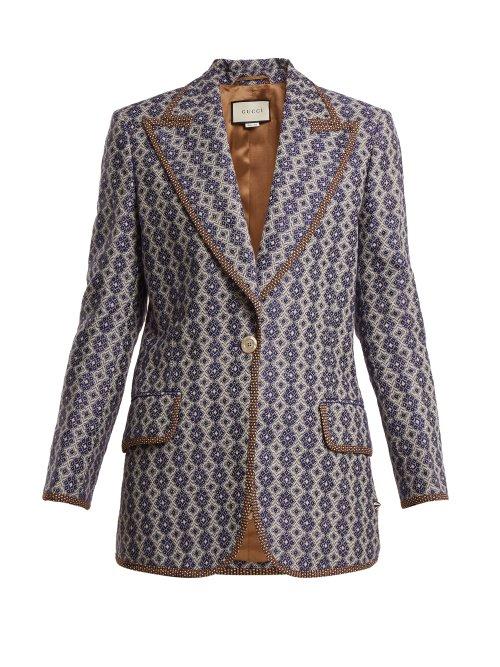 Matchesfashion.com Gucci - Single Breasted Jacket - Womens - Blue