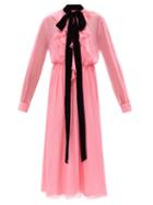 Gucci - Velvet-ties Silk-chiffon Midi Dress - Womens - Pink