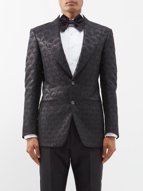 Tom Ford - Cooper Scalloped-jacquard Tuxedo Jacket - Mens - Black