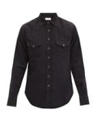 Matchesfashion.com Saint Laurent - Panelled Flap-pocket Denim Shirt - Mens - Black