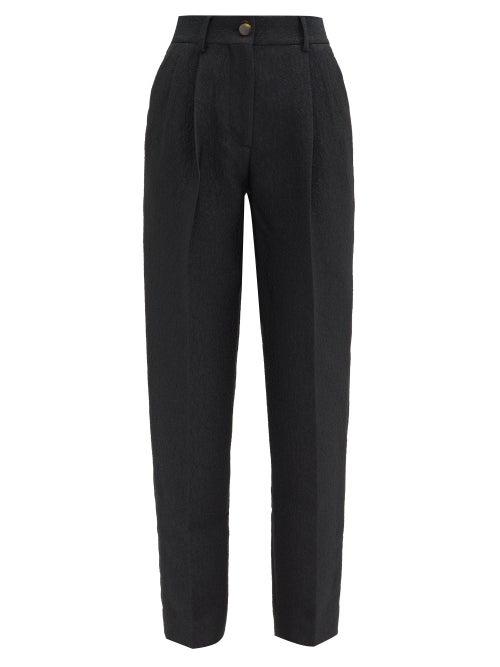 Matchesfashion.com Blaz Milano - Starlight Banker Cloqu Tapered-leg Trousers - Womens - Black