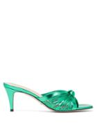 Matchesfashion.com Gucci - Knotted Metallic Leather Mules - Womens - Green