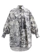 Matchesfashion.com Biyan - Scopella Pleated Floral-print Silk Blouse - Womens - Navy Multi