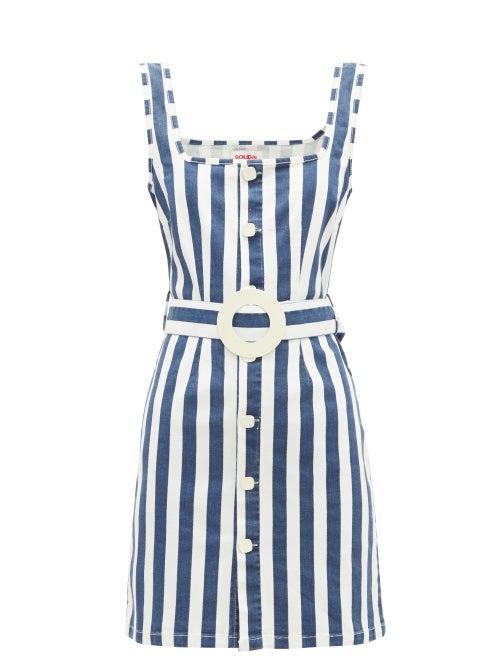 Matchesfashion.com Solid & Striped - Striped Stretch Denim Dress - Womens - Blue Stripe