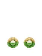 Matchesfashion.com Marine Serre - Painted Faux Pearl Stud Clip Earrings - Womens - Green