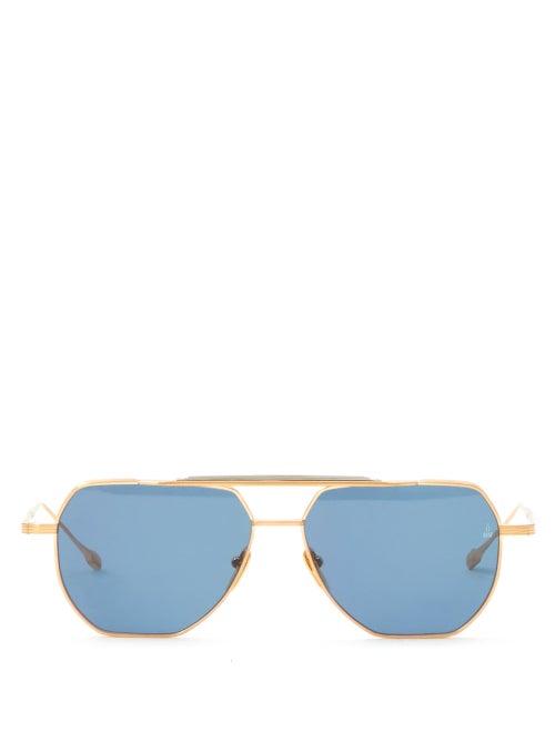 Matchesfashion.com Jacques Marie Mage - Brion Aviator Titanium Sunglasses - Womens - Gold