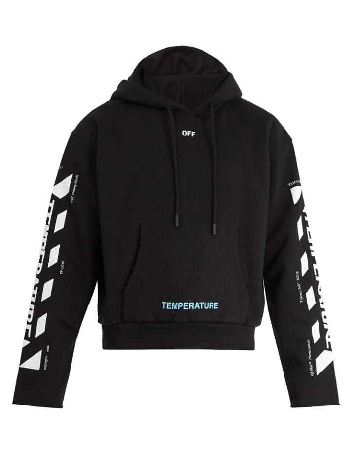 Off-white Temperature Hooded Cropped Cotton Sweatshirt