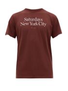 Matchesfashion.com Saturdays Nyc - Miller Logo Print Cotton T Shirt - Mens - Burgundy