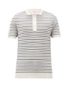 Matchesfashion.com Orlebar Brown - Rushton Valdez Striped Wool Polo Shirt - Mens - Cream Navy