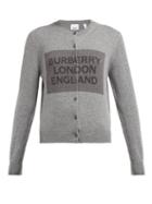 Matchesfashion.com Burberry - Logo Knit Cashmere Cardigan - Womens - Grey
