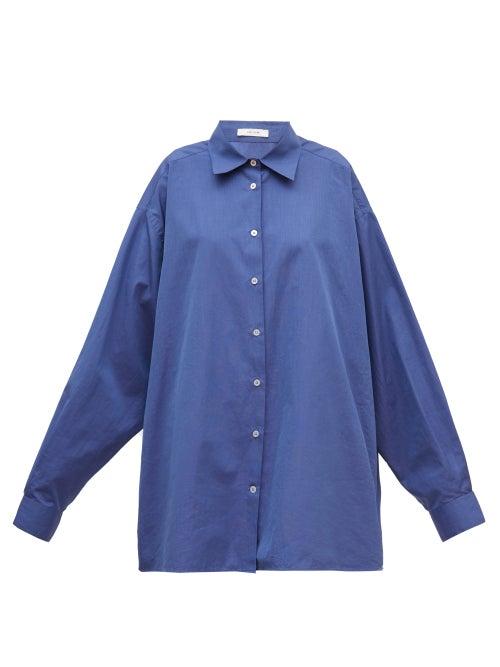 Matchesfashion.com The Row - Gianluca Oversized Poplin Shirt - Womens - Blue
