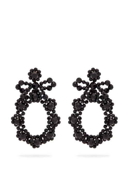 Matchesfashion.com Simone Rocha - Beaded Drop Earrings - Womens - Black