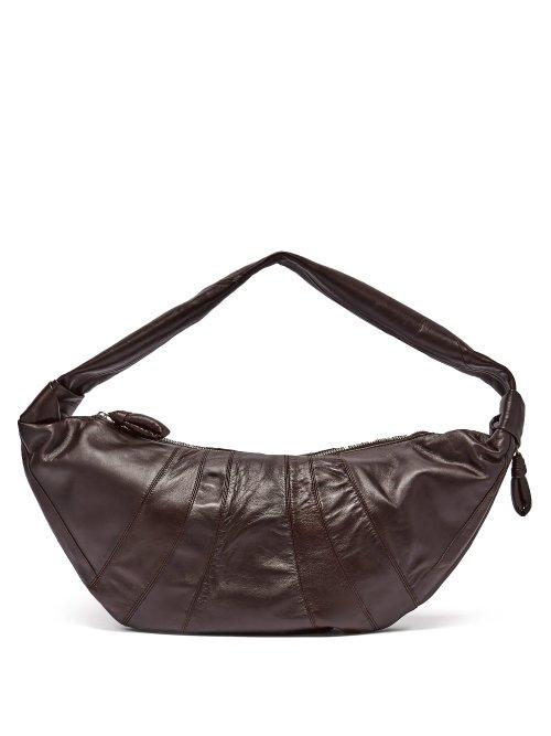 Matchesfashion.com Lemaire - Maxi Croissant Panelled Leather Shoulder Bag - Womens - Dark Brown
