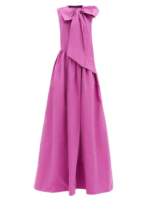 Matchesfashion.com Valentino - Bow Cotton-blend Faille Gown - Womens - Pink