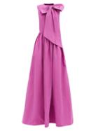 Matchesfashion.com Valentino - Bow Cotton-blend Faille Gown - Womens - Pink