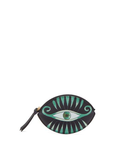 Matchesfashion.com Chlo - Eye Print Leather Coin Purse - Womens - Navy Multi