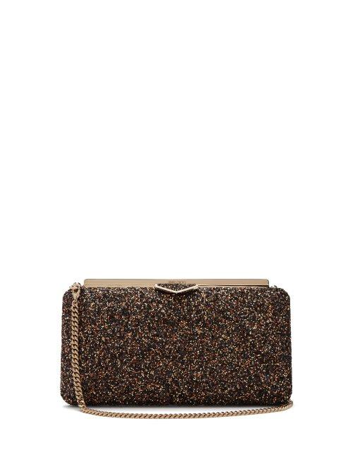 Matchesfashion.com Jimmy Choo - Ellipse Glitter Embellished Clutch - Womens - Gold Multi