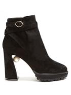 Nicholas Kirkwood Anabelle Pearl-heeled Suede Ankle Boots