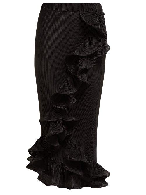 Matchesfashion.com Romance Was Born - Bloom Ruffled Pliss Midi Skirt - Womens - Black