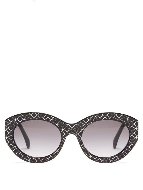 Matchesfashion.com Alaa Eyewear - Vienne Oval Acetate Sunglasses - Womens - Black