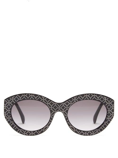 Matchesfashion.com Alaa Eyewear - Vienne Oval Acetate Sunglasses - Womens - Black
