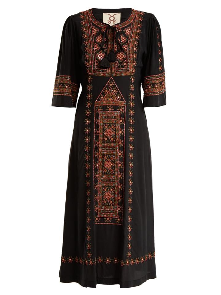 Figue Louise Embellished Silk Dress