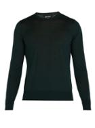 Matchesfashion.com Giorgio Armani - Fine Knit Wool Sweater - Mens - Green