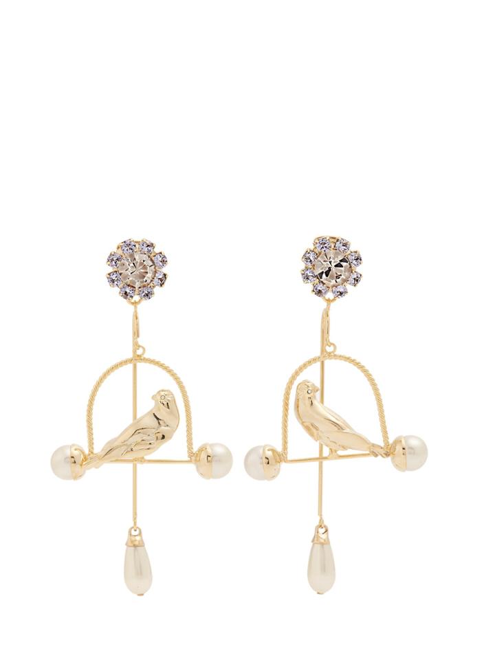 Erdem Birdswing Crystal-embellished Clip-on Earrings