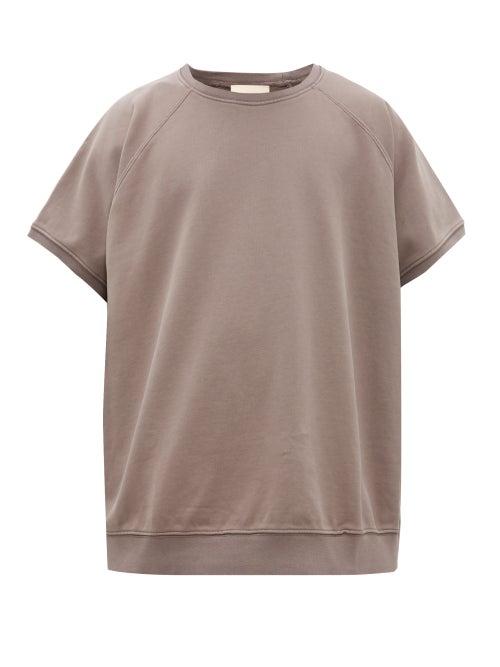 Matchesfashion.com Fear Of God - Logo Plaque Loop Back Cotton Jersey T Shirt - Mens - Grey