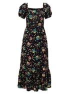 Matchesfashion.com Hvn - Fromer Treasure Chest-print Silk-crepe Dress - Womens - Black Print