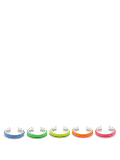 Fry Powers - Set Of Five Enamel & Sterling Silver Ear Cuffs - Womens - Multi
