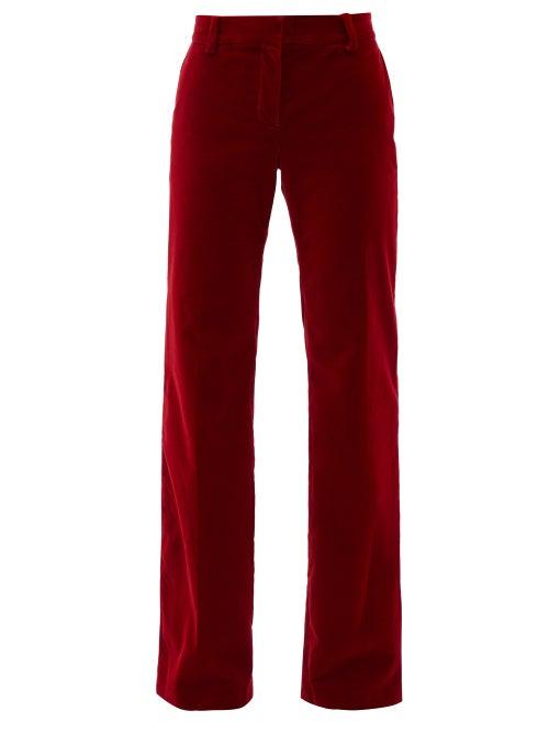 Bella Freud - 1976 Velvet Flared Trousers - Womens - Red