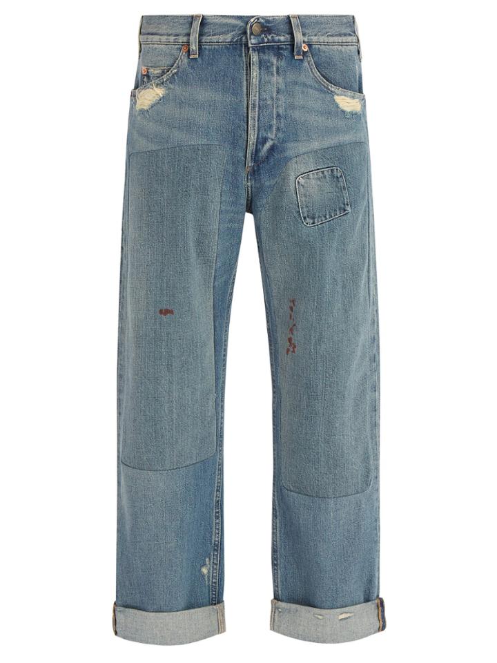 Gucci Distressed Wide-leg Jeans
