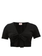Matchesfashion.com Solid & Striped - Tie Front Knitted Cropped Top - Womens - Black