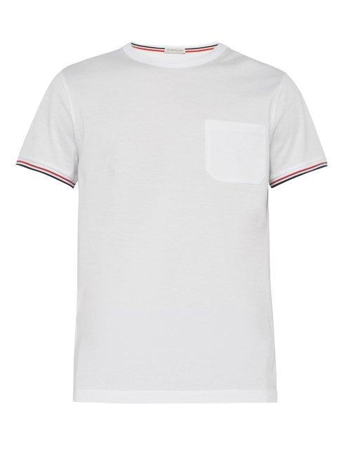 Matchesfashion.com Moncler - Tipped Cuff Cotton Jersey T Shirt - Mens - White