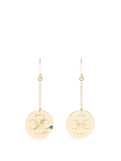 Matchesfashion.com Aurlie Bidermann Fine Jewellery - Clover Sapphire & Yellow Gold Earrings - Womens - Yellow Gold