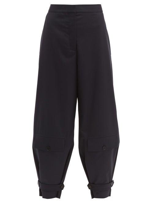Matchesfashion.com Stella Mccartney - Mid Rise Balloon Leg Wool Trousers - Womens - Navy