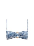 Matchesfashion.com Belize - Hailey Scenic Print Bandeau Bikini Top - Womens - Blue Print