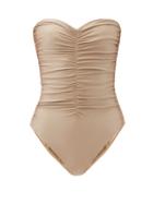 Matchesfashion.com Jade Swim - Yara Ruched Strapless Swimsuit - Womens - Light Grey